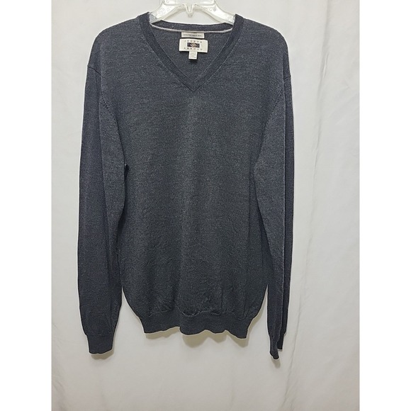 Joseph Abboud Men's Extra Fine Merino Wool Gray V Neck Sweater 2XLT - Picture 1 of 7